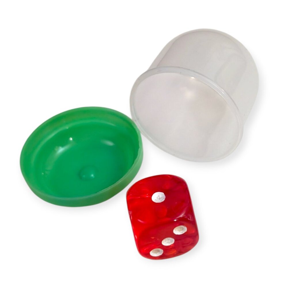 Classic Game Dice Pieces: Acrylic Mini D6, Red Six Side Die with Bubble Capsule